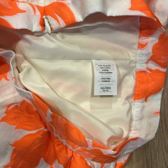 Stunning Embroidered Bright Orange and Cream Pencil Skirt Lined 00 - Picture 6 of 6